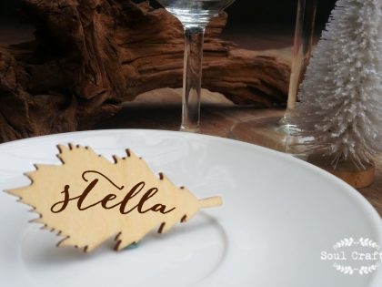 Personalized autumn leaf place cards