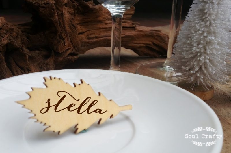 Personalized autumn leaf place cards
