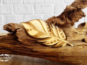 Wooden Boho feather hair clips