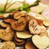 100pcs Mr Mrs 15mm wooden hearts confetti