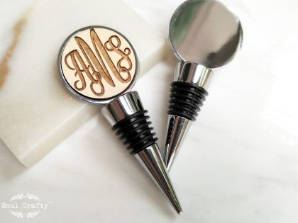 Curly Initial Round Silver Wine Bottle Stopper