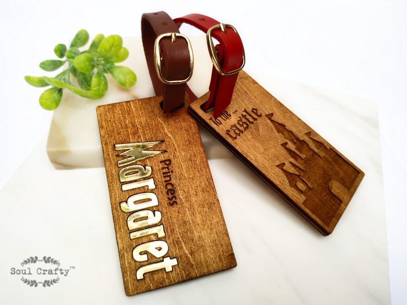 Personalized Prince Princess dream wooden luggage tag