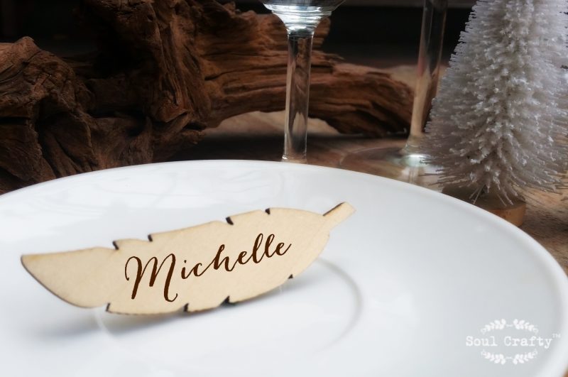 personalized feather place cards