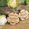 Personalized wooden flower girl badge