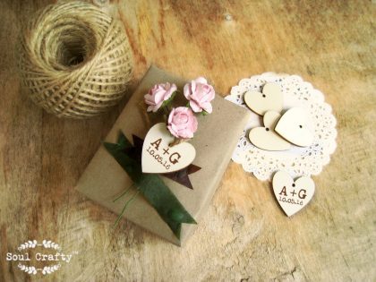 Personalized 3cm wooden heart gift tags