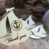 Personalized sailing yacht wooden thank you gift tags