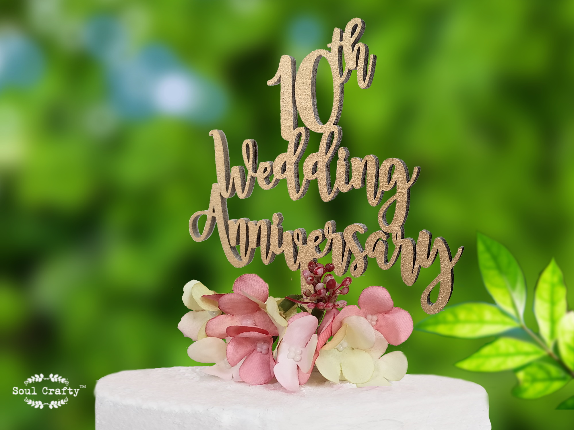 Atelier Elegance 5 Years of Wedded Bliss Cake Topper 5th Anniversary Cake Topper Five