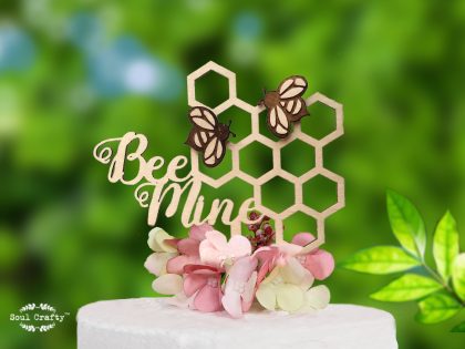Bee mine wooden cake topper