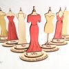 personalized red, cream, gold bridesmaid wedding dress