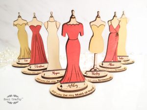 personalized red, cream, gold bridesmaid wedding dress