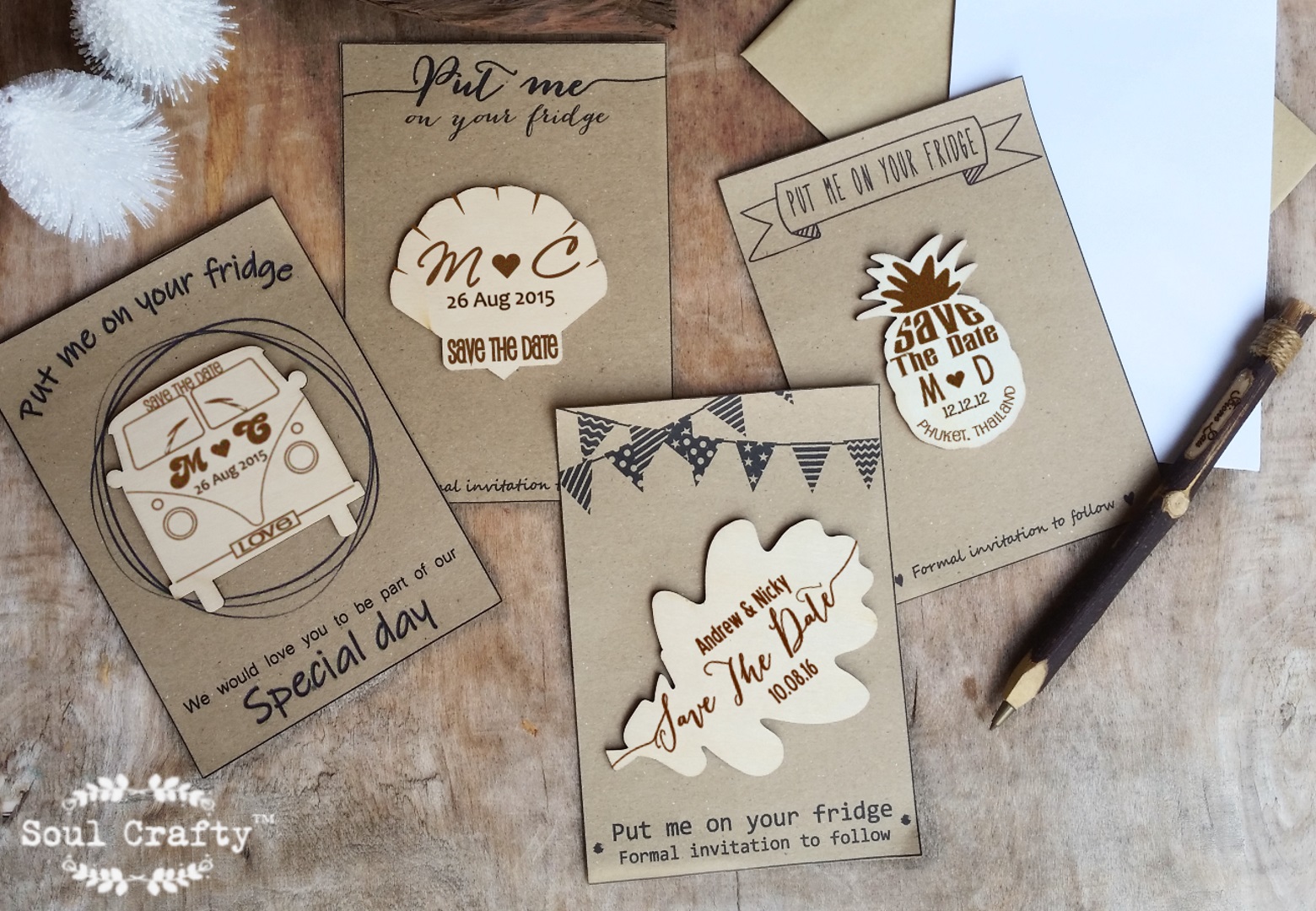 10 Personalised Wedding Save The Day/Night Fridge Magnets with envelopes 