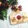 Wooden Santa wish list envelope ornament