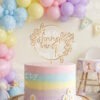 Personalized Baby 1st Birthday Cake Topper, Daisy Flower Wreath