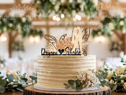 Personalized Botanical Wedding Cake Topper