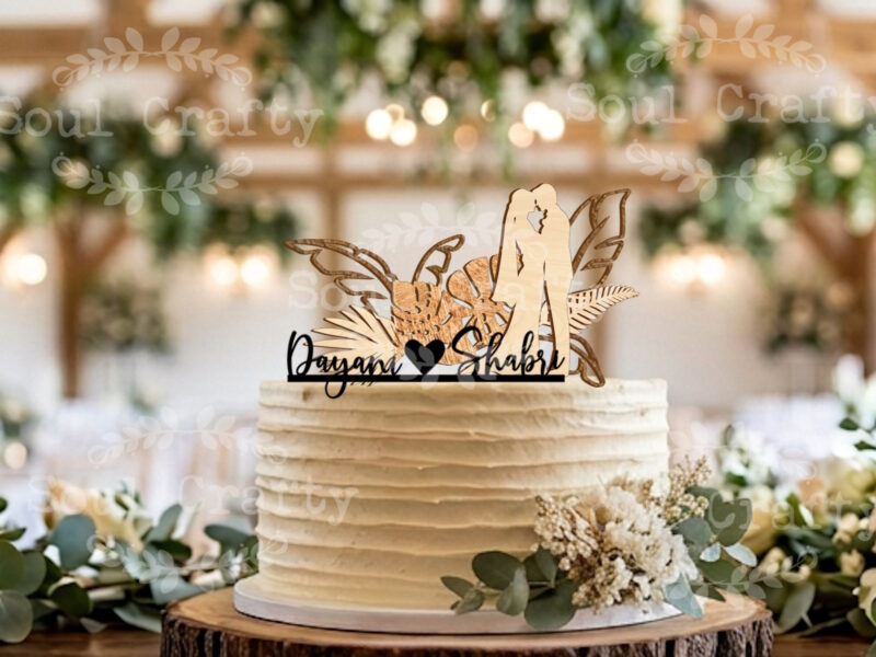 Personalized Botanical Wedding Cake Topper