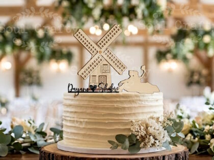 Personalized Windmill Wedding Cake Topper